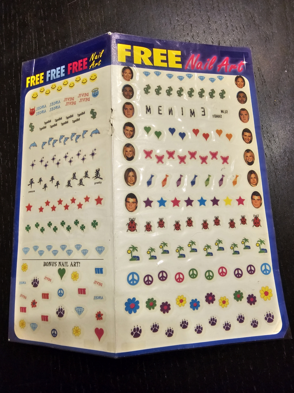 Authentic 90's Magazine Insert Nail Art Sticker Sheet - Famous Icons Eminem,etc.